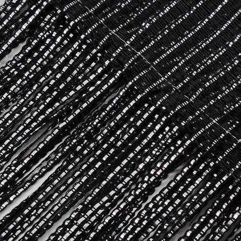 Rideaux Anti Mouche pour Porte Exterieur, Rideau Fil de Porte Contre Insectes 100x200 cm, Rideaux Noir Franges Paillette Separation de Piece Décoration Festive, Rideau Anti Moustique, 1 Pièce (1/5)