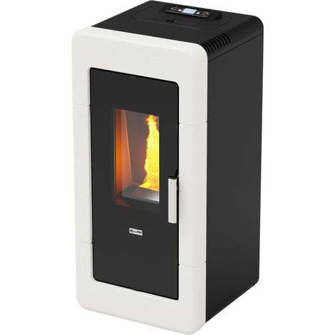 termostufa a pellet canadian stove "idro ceramic 14" bianco 13,8 kw