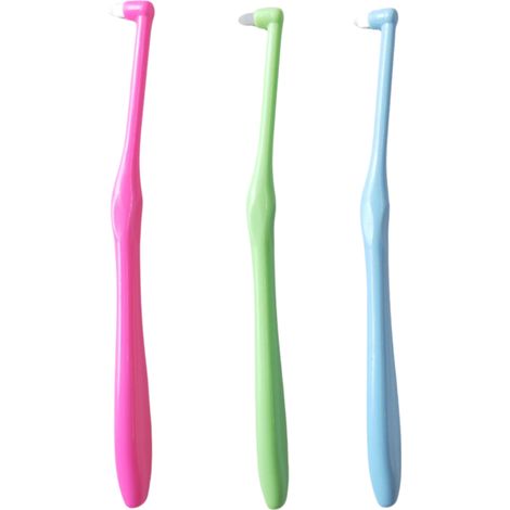 Brosses à dents Tuft Slim Interspace pour appareils orthodontiques et nettoyage de précision (bleu, vert, rose) (3 pièces) (1/5)