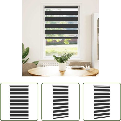 Fensterrollo - Zebra-Rollo 90,9 x 150 cm, Stoffbreite 86,7 cm, schwarz (1/5)