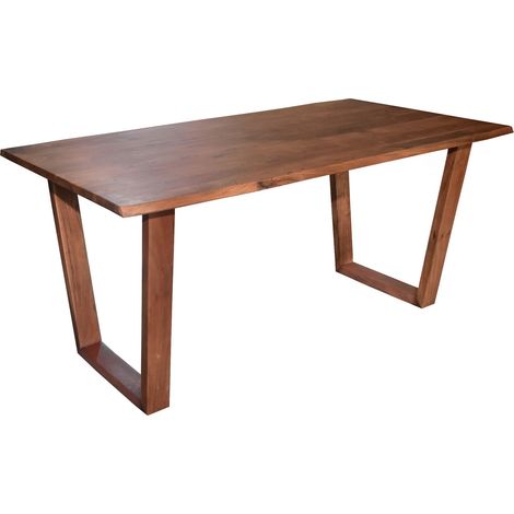 Esstisch Baumkante massiv Akazie nuss 200 x 100 V-Holzgestell nussbaumfarben GIRONA (1/5)