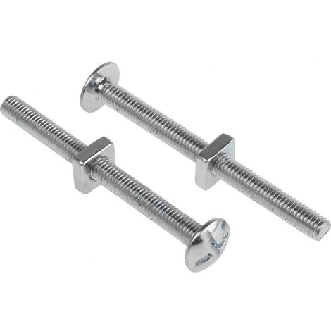 Boulon, Vis à tête plate large + écrou carré, Acier, M6 x 70mm ( Prix pour Boîte de 100 )