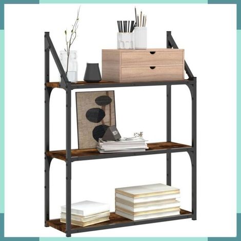 étagère murale - 835451 - 3 niveaux - chêne fumé - 60 x 21 x 78,5 cm (1/5)