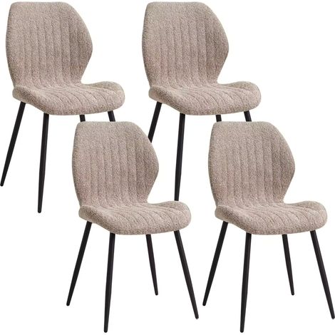 Lot de 4 chaises de salle à manger marron en lin avec pieds en acier (1/5)