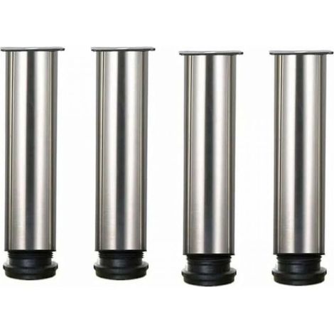 4er-Set Möbelfüße, Mmgoqqt, Edelstahl, verstellbar, 400 mm (16 Zoll), je 40 kg Tragkraft, silber