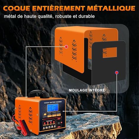 SolaMr 12V/24V Car Battery Charger, Intelligent Automatic Battery Charger, 0-20A LCD Screen Battery Charger with Repair, Winter Mode, for AGM Car Truck Motorcycle