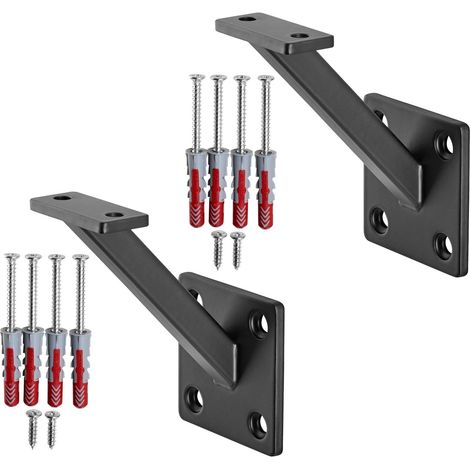 SOTECH Handlaufhalter VECTOR 45° Stahl schwarz pulverbeschichtet 58 x 96 x 75 mm Geländerhalter eckig Halter für Treppengeländer, 2er Set