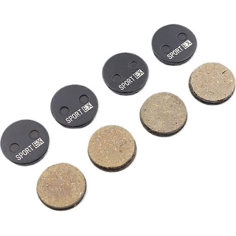 Quatre paires de plaquettes de frein à disque pour étriers Aon, rondes, de 21,5 mm de diamètre, en résine de qualité sportive. (1/5)