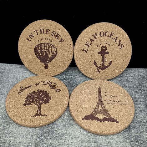 Dessous de verre en liège rond 19 cm, tapis isolant pour table et cuisine (1/4)