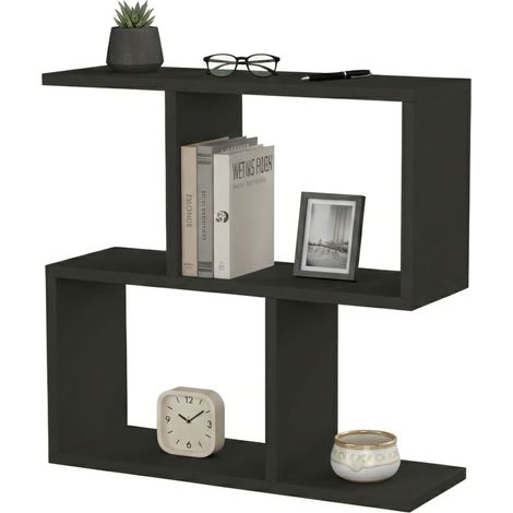 Dmora - Tavolino da salotto Polyh, Tavolo basso da caffè, Portariviste per divano, Ripiano da soggiorno, 60x20h60 cm, Antracite, con imballo rinforzato, con imballo rinforzato