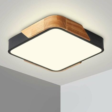 Plafonnier LED 24W Lampe Plafond avec Télécommande Luminosité Réglable Luminaire Salle de Bain Carré Ultra Mince Moderne pour Maison Bureau Chambre Salon Cuisine Balcon Couloir, Noir 30 cm