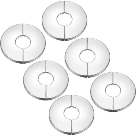 Plaque d'Écussons Auto-Adhésive Ronde en Acier Inoxydable 1"/25mm, 6pcs Couverture Murale pour Tuyau d'Eau, Cache Mitigeur Douche Boucles Robinet Chauffage Plomberie, Argenté (1/5)