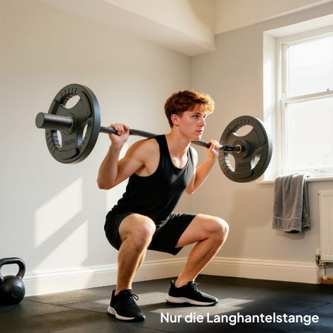 Barre d'haltérophilie olympique, manchons de 5 cm, acier, capacité de charge de 100 kg, noire (1/5)