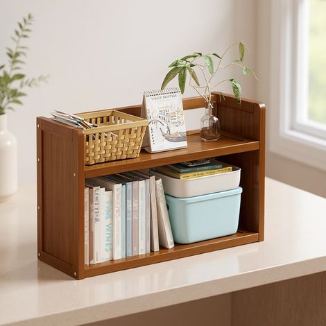 2-Tier Bamboo Desktop Bookshelf (1/3)