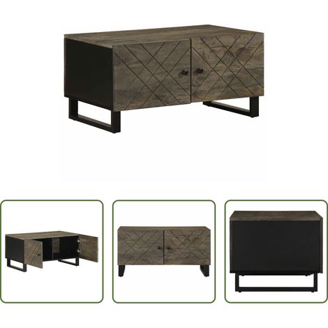 Holz - Couchtisch Schwarz 80x50x40 cm Massivholz Mango (1/5)