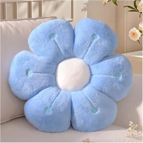 Coussin de sol en forme de fleur, coussin déco en peluche style marguerite, esthétique pour canapé (40 cm, bleu) (1/5)