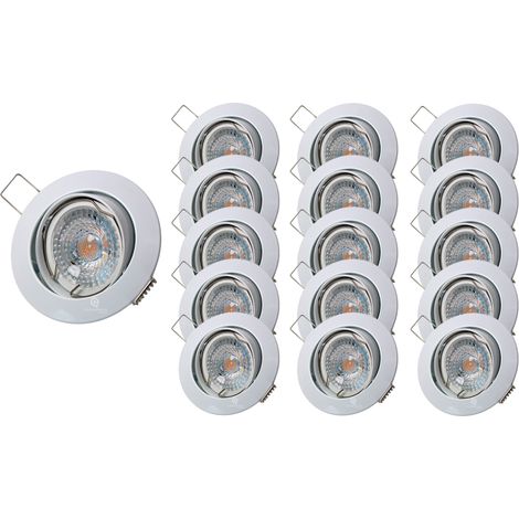 Lot de 15 Spot led ronde blanc orientable 38° blanc chaud (1/4)