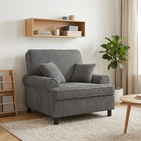 vidaXL Fauteuil XL avec coussins Gris clair Tissu à 1,5 lignes (1/5)