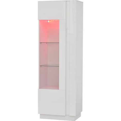 Hohe weiße Vitrine 60 x 40 x 180 cm mit Acryl-Türen und LED-Beleuchtung, MODENUIT (1/5)