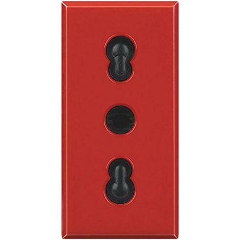Bticino presa bipasso 2p+t 10/16a rossa axolute h4180r