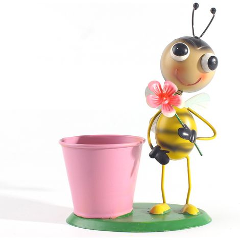 Pot de fleurs en métal Seau rose abeille Décoration jardin et intérieur pour plantes grasses ornement (1/5)