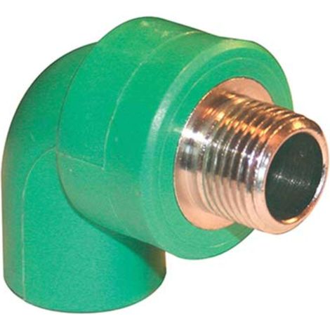 GOMITO PPR A SALDARE 90° FILETTO MASCHIO VERDE/OTTONE MM 20X1/2M