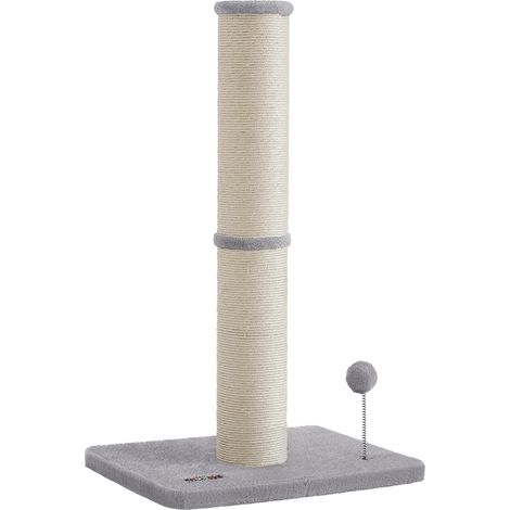 Feandrea Griffoir pour Chat, 85 cm de Haut, Moyens et Larges Chats, Dissuade de Gratter les Meubles, Poteau à Gratter en Sisal, Pompom à Ressort avec Clochette, Gris Tourterelle (1/5)