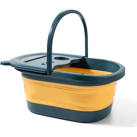 Bassin de bain de pieds pliable, bassin de massage des pieds profond pour la maison, modèle de voyage portable et peu encombrant, cyan. (1/4)