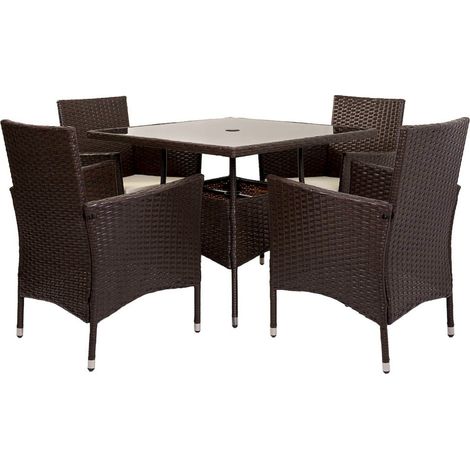 Salon de jardin marron table et fauteuils en résine tressée - marron chocolat résine tressée (1/5)
