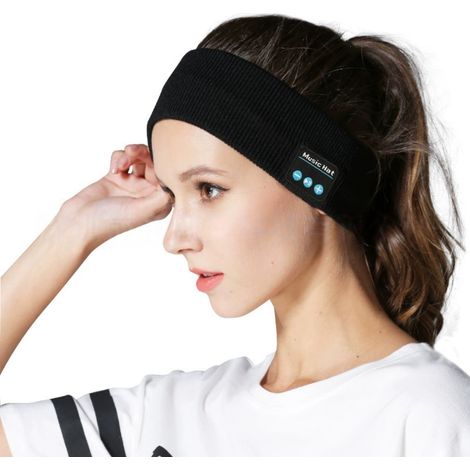Casque de Sommeil, Bandeau Bluetooth, Anti Bruit Sommeil Bandeau Bluetooth, pour Sport, Voyage, Dormeurs Latéraux(Noir) (1/5)