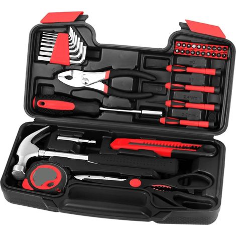 Questo set di attrezzi multifunzionale da 39 pezzi è un kit piccolo ed essenziale, adatto per la casa, il garage, l'ufficio e i dormitori universitari. È ottimo anche per progetti di bricolage e artig