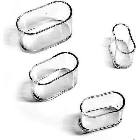 16 protège-pieds ovales pour tables et chaises, en caoutchouc flexible, revêtement de sol pour meubles résistant aux rayures (40x20 mm), transparent. (1/5)