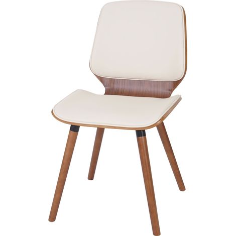 2x Chaise de salle à manger HWC-B16, bois courbé, rétro, aspect noyer - similicuir crème (1/5)