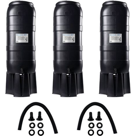 3 x 100L Slim Water Butt Kits with Stand & Rain Diverter � Black