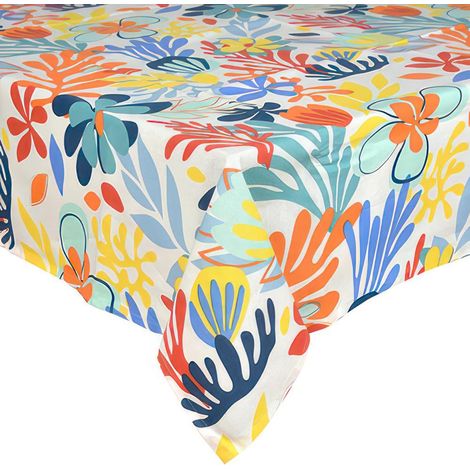 Brandani Tahiti tovaglia cotone 6 posti fiori multicolor 140x180 cm
