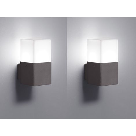 Eckige LED Außenwandlampe 2er Set Anthrazit IP44 - Außenbeleuchtung für Haus (1/5)