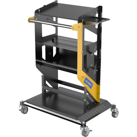 Carro portaherramientas con ruedas, fabricado en acero laminado en frío, dimensiones 44 cm x 74 cm x 100 cm, capacidad de carga de 300 kg, peso de 26,3 kg, diseño con estantes para almacenamiento. (1/5)