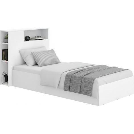 Kinderbett Kenai, abnehmbarer Bezug, mit Stauraum, Matratzengröße 90x190 cm, Weiß