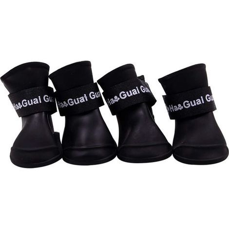 Chaussures Chien Bottes en Silicone Étanche Anti-dérapant De Protection Pluie Chaussures pour Chien Petit Animal (Noir) (1/5)