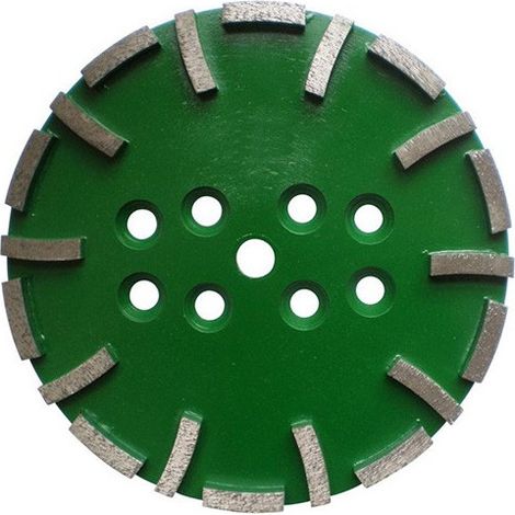 Diamwood Plateau de surfaçage diamanté avec 20 segments - D. 250 mm - Ht. 10 mm - Dimensions (40x10x10 mm) - Fixation universelle - Utilisation béton frais, matériaux abrasifs (1/2)