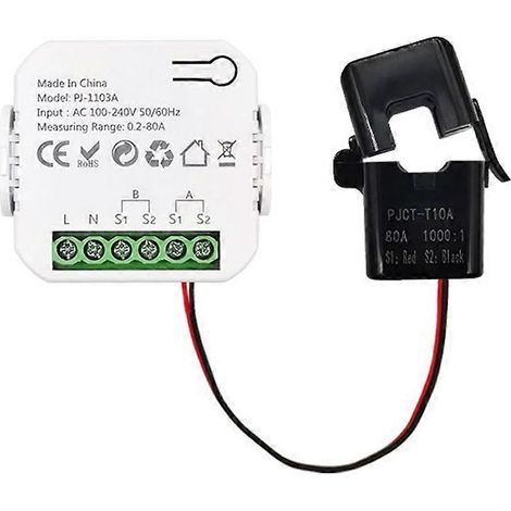Tuya bidirektionaler WLAN-Smart-Energiezähler mit Stromwandler, Leistungsüberwachungs-App bis 80 A, integriertem Alarm, 1 Kanal – 1 Stromwandler (1/5)