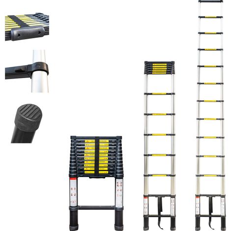 Escalera telescópica 4,4m TELESCOO15, Aluminio, Plegable, Extensible, Altura max de trabajo 5,3m, Norma EN131, 5 años de garantía, Hostrom