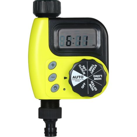 Programmateur d'arrosage automatique pour jardin extérieur contrôleur d'irrigation 1 sortie minuteur robinet tuyau programmable dispositif arrosage auto sans pile jaune