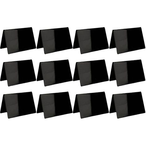 Mini-tableaux noirs en acrylique pour étiquettes alimentaires, petits marque-places noirs lisses pour mariages, lot de 12. (1/5)