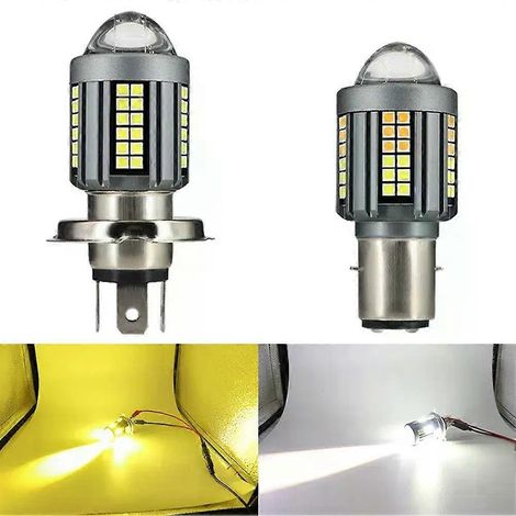 12V-80V H4 BA20D Motorradscheinwerfer, weiß-gelb, 2500lm, wasserdicht, Signallampe, 6000k superhelle LED-Lampe (1/4)