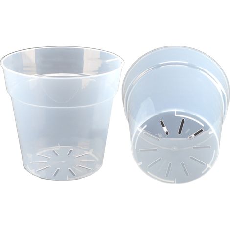 1 pot de fleurs transparent en plastique rigide, effet pierre, pour orchidées et plantes grasses, usage intérieur et balcon (1/5)