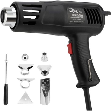 1200W Décapeur Thermique, 150℃ & 550℃ Réglages Double Température Pistolet Thermique avec 7 Buses, Protection de Surcharge, Manche Antidérapant, Idéal pour Retrait Thermiquement