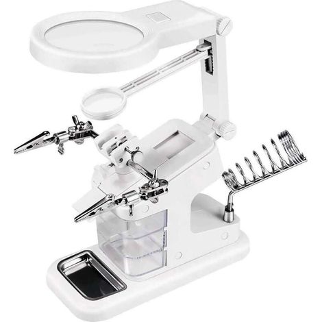 Troisième Main Loupe 3X 4.5X 25X, Loupe Soudure avec 10 Lumières LED, 3pcs Petites Boîtes et Pinces Crocodiles pour Assemblage, Réparation, Modelage, Artisanat (1/4)
