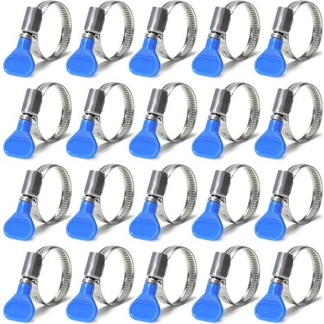 Collier de Serrage Inox,20 Pièces Collier de Serrage Inox Réglable, Plage de Serrage 25-40 mm, Collier de Serrage Tuyau avec Poignée, pour Piscines (1/4)