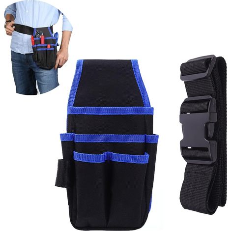 Pochette à outils Porte Sac à Outils 7 Compartiments Oxford Réglable Avec Poches Universelles sac à Outils, Parfait pour Les électriciens Charpentiers Ouvriers du Bâtiment, (1/5)